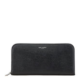 サンローラン ロゴ ラウンドファスナー長財布 ブラック レザー レディース SAINT LAURENT 【中古】